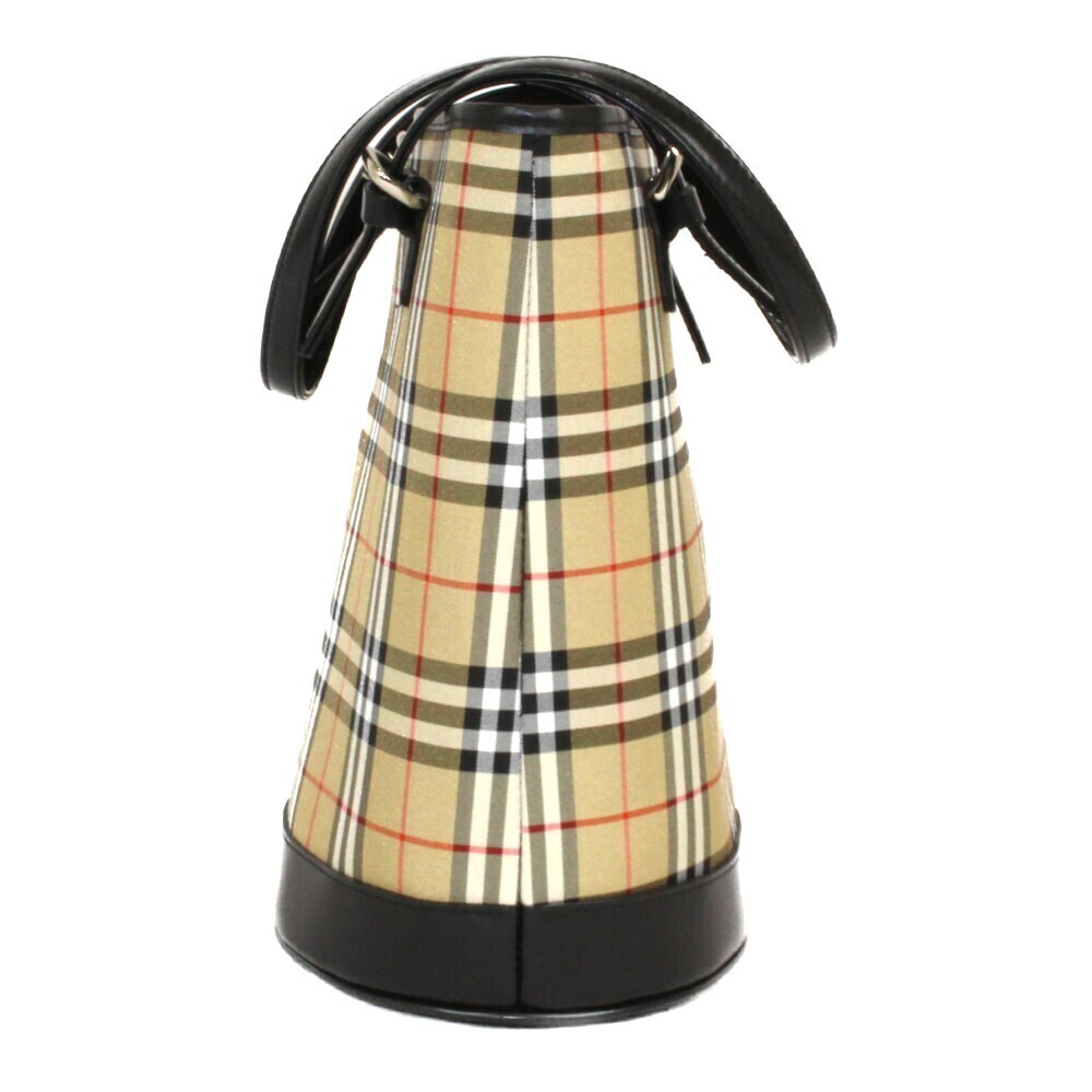 Burberry Nova Tan Beige handbag check vertical canvas LABEL bucket bag BLUE - Picture 4 of 7